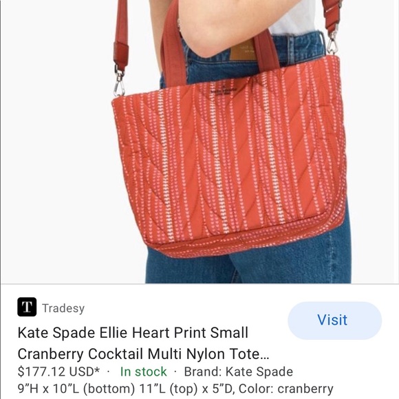 ‼️ SOLD ‼️KATE SPADE ♠️ Ellie Small Tote Cranberry - Picture 7 of 7